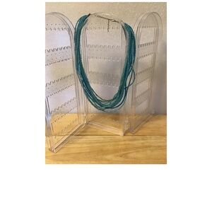 NECKLACE BEADED AQUA BLUE STRANDS
